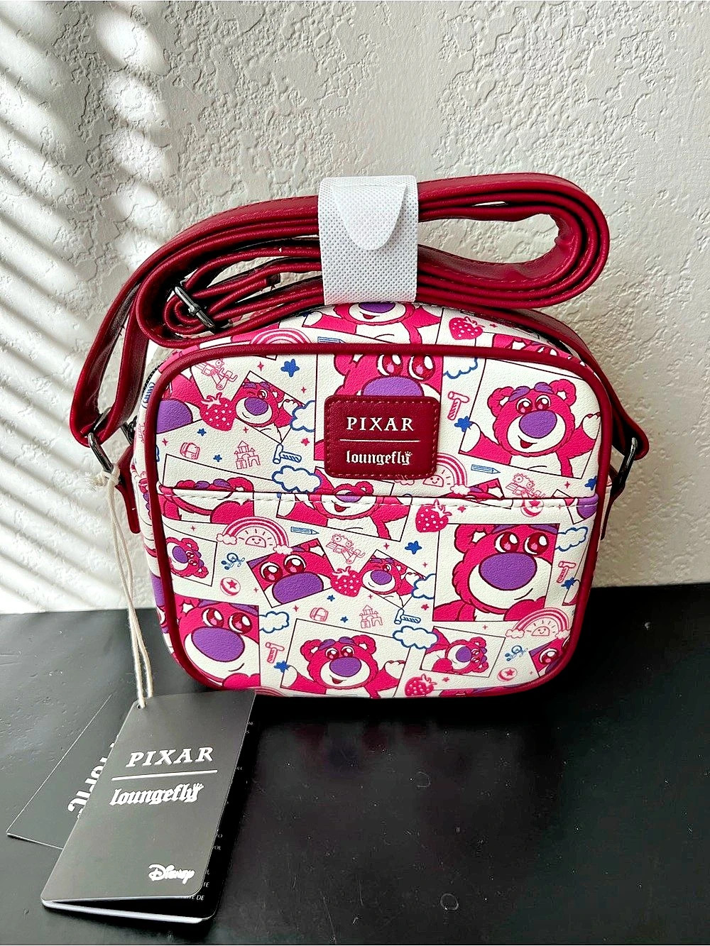 Loungefly Disney Pixar Toy Story Lotso Crossbody Bag Pink & White - NWT